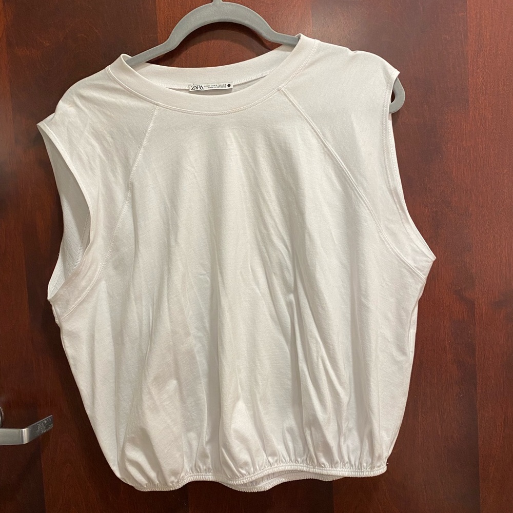 Zara white bubble hem tee